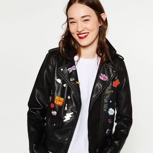 Zara Faux Leather Badge Jacket